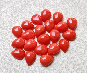 อัญมณีทรงหลังเบี้ยทรงลูกแพร์สีแดงปะการังธรรมชาติขนาด6X8มม. 100% อัญมณีปรับเทียบได้ - Product Image 3