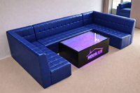 Conjunto de Sofás en Forma de U para Discoteca o KTV, Asientos de Cuero PU, Banqueta con Mesa LED, Muebles para Sala VIP de Club o Bar