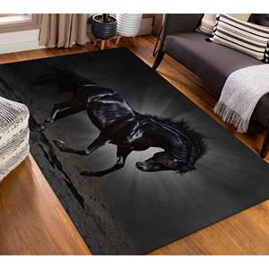 Alfombra Black Horse: Alfombra Antideslizante Impresa en 3D, Alfombra Delgada No Tejida - Product Image 5
