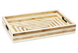 ถาดไม้สี่เหลี่ยมสำหรับอาหารทรงสี่เหลี่ยมดีไซน์แฟนซีหรูหราถาดเสิร์ฟแบบฝังกระดูกสำหรับอาหาร - Product Image 2