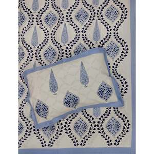 Parure de lit double en coton percale style classique avec taies d'oreiller 90x108, motif végétal, pour usage domestique, draps-housses, lot de 3 - Product Image 1