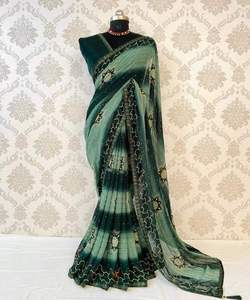 El último Sari de Bollywood de moda de diseñador atractivo: belleza cautivadora con estilo moderno 91. Estampados contemporáneos modernos - Product Image 1
