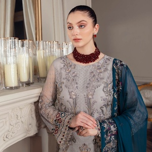 ชุดทางการสำหรับงานปาร์ตี้ซาลวาร์ Kameez หรูหราตราปากีสถานของแท้เชฟรอนวอลลุ่ม-5ผ้าชีฟอง3ชิ้นเย็บเต็ม - Product Image 6