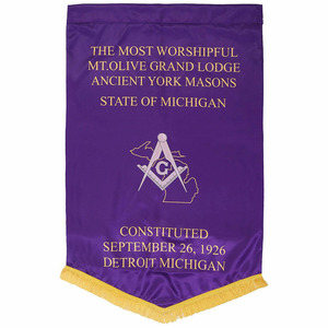 Bandera Decorativa de Encaje Bordada con Logotipo Personalizado de Primera Calidad, con Tela de Poliéster para Insignia Masónica - Product Image 1