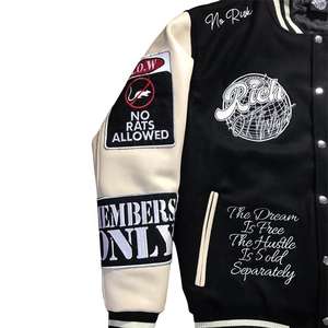 แจ็กเก็ตเบสบอลสำหรับผู้ชายวิทยาลัยแจ็คเก็ตขนสัตว์เลตเทอร์แมนแขนหนังปักโลโก้ได้ตามต้องการ - Product Image 4