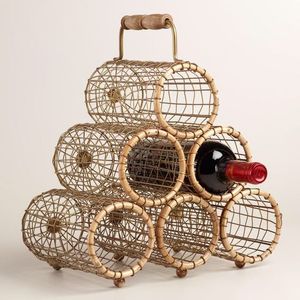 Wine Bottle Holder With Pick up Handle High Quality Barware Rattan Jute Bottle Holder <b>Table</b> Top - Product Image 5
