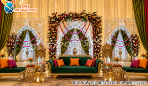 Escenario para la Ceremonia Vatna de Bodas Punjabi, Decoración Moderna para la Ceremonia Haldi, Decoración para Bodas Hindúes en el Reino Unido, Decoración para Eventos Haldi - Product Image 3