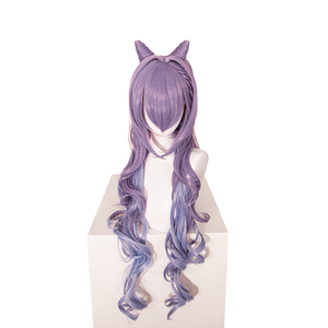 Peluca de Cosplay de Keqing de <span class=keywords><strong>Genshin</strong></span> <span class=keywords><strong>Impact</strong></span>, con Encaje Transparente y Liso, Estilo Anime - Product Image 2
