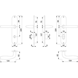 Juego de Placas Largas de Acero Inoxidable Cardiff E1850Z/302 F69 SK/OL 78mm DIN Izquierda/Derecha HOPPE para Puertas - Product Image 3