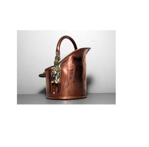 Pure copper <b>coal</b> bucket crafted with brass handle offering elegant look and sturdy performance for home use - Product Image 3