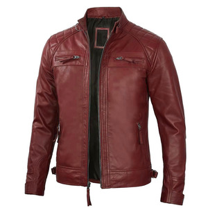 Autumn Winter <b>Men's</b> Casual Zipper Leather Quilted <b>Jacket</b> Breathable Windproof High Quality <b>Long</b> Sleeve Stand Customizable Colors - Product Image 6