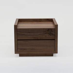 Classic Artisan Crafted Teak Wood Bedside Nightstand - Mid-Century Modern 2-Drawer Storage Cabinet - Handmade Solid Wood Bedroom - Product Image 1