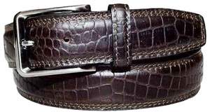 Cinturón de cuero con estampado de cocodrilo informal para hombre sólido - Product Image 2