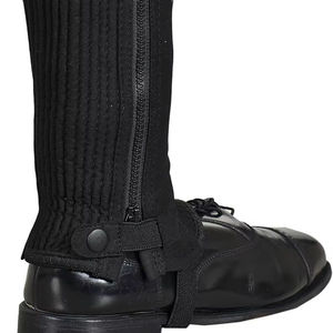 Black Nylon <b>Riding</b> Half <b>Chaps</b> With Horseshoe Embroidery And Zip Closure Elegant <b>Riding</b> Half <b>Chaps</b> Designed for Modern Riders - Product Image 5