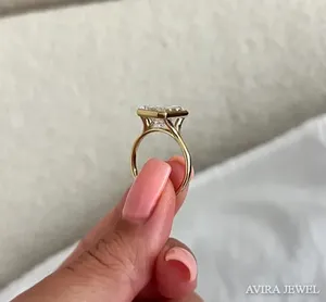 Anillo de Compromiso Clásico de Moissanita, Corte Esmeralda de 1 Quilate, Claridad VVS1/VVS2/VS1, Sin Níquel, Sin Plomo, Oro Sólido Blanco/Amarillo/Rosa - Product Image 2