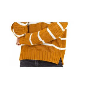 เสื้อสเวตเตอร์ลายทางสีทองของฮิปปี้โรสจูเนียร์ ไซส์ใหญ่ สไตล์ลำลองพื้นฐาน สำหรับฤดูใบไม้ร่วงและฤดูหนาว ระบายอากาศได้ดี ผ้าถักลายเสือดาวด้านหน้า - Product Image 3