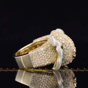 Vvs Clarity original Moissanite Diamants ronds taille brillant entièrement cloutés en or jaune 14kt Bague dollar pour hommes femmes - Product Image 4