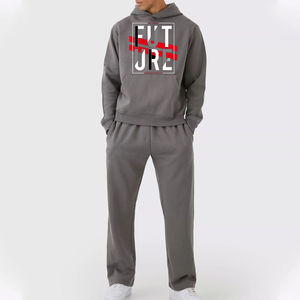 Conjunto Deportivo Personalizado al por Mayor para Hombre, Corte Ajustado, Sudadera con Capucha de Color Sólido, Pantalones Deportivos Acampanados para Invierno, Conjunto Deportivo Masculino con Capucha - Product Image 1