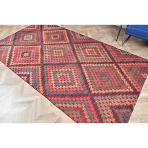 Alfombra Grande Vintage de 4.8x8.6 pies, Alfombra Turca, Alfombra Kilim con Diseño Floral Rojo - Product Image 5