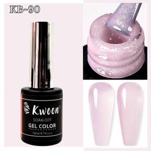 KWEEN 10 มลเจลลี่มิลค์กี้พิงค์กลิตเตอร์เจลโพลิชกึ่งถาวรสำหรับตกแต่งเล็บชิมเมอร์เฟรนช์แมนิคิวร์ DIY - Product Image 1