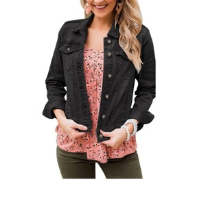 Veste en jean Safari en coton matelassé avec logo personnalisé pour femmes, poids léger, solide, tissé d'automne, respirant, réversible, taux de lavage BD - Product Image 4