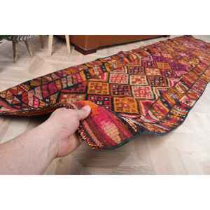 Vintage 2.8x11.6 ft Rug, <b>Runner</b> Turkish Rug, <b>Red</b> Orange Floral Rug - Product Image 3