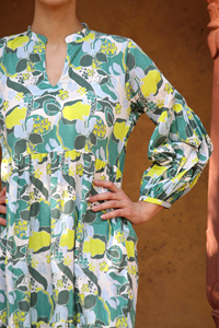 Haute qualité coton robe d'été pour les femmes main bloc imprimé motif floral écologique genou longueur fête robes de plage - Product Image 4