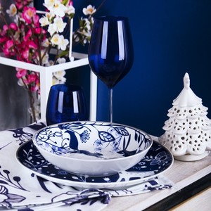 Set of 6pcs Wine Goblets 50 cl (17 fl oz) Blue Sprayed Glass Blue and Transparent Stem Modern Elegant Style Color Wine Excelsa - Product Image 3