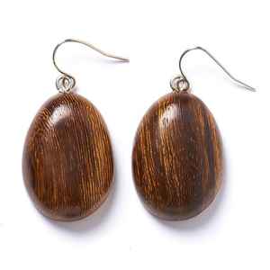 ต่างหูไม้ทำด้วยมือที่มีรูปแบบที่กำหนดเอง - Product Image 3