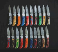 Couteau de chasse pliant en acier Damas forgé à la main, étui en cuir, personnalisable OEM, haute durabilité, qualité industrielle 58HRC