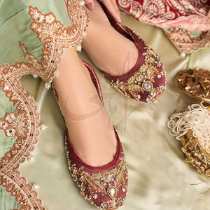 Chaussures Khussa de dernière génération, fabrication professionnelle, nouvelle arrivée, faites à la main, légères, en velours, semelle en cuir véritable antidérapante - Product Image 3