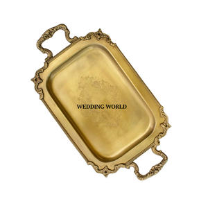 Hot Selling Latest Embossed Design Metal <b>Chocolate</b> Tray Eco-Friendly <b>Wedding</b> Party Decorative Fancy Platter - Product Image 4