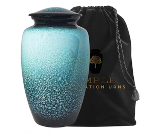 Urna de cremación con grabado de gotas, urna de aluminio hecha a mano con revestimiento de Meena, grandes tamaños de recuerdo, opción de Sellado seguro y grabado - Product Image 2