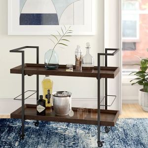 Iron Wood Classy Wine bar Cart for Home Catering Hotel Restaurant Kitchen Food <b>Serving</b> <b>Trolley</b> Wine & Glasses Holders Hot Sell - Product Image 4