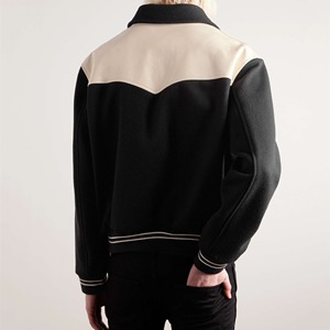 Blouson bombardier en cuir Letterman pour hommes, veste universitaire de luxe de haute qualité avec logo personnalisé, tissu de laine fin, rue principale d'hiver - Product Image 4