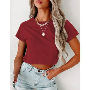 เสื้อยืดเอวลอยสำหรับผู้หญิงผ้าคอตตอนพิมพ์โลโก้แห้งเร็วแขนสั้นระบายอากาศลำลองสำหรับฤดูร้อนเป็นมิตรต่อสิ่งแวดล้อม - Product Image 4