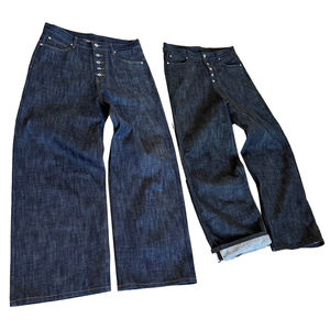 Pantalones Vaqueros Holgados Personalizados de Estilo Urbano para Hombre, Vaqueros de Mezclilla de Algodón Lavado Oscuro Desgastado, Pantalones Vaqueros de Moda Vintage para Hombre - Product Image 2