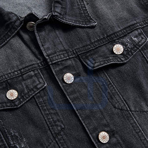 Chaqueta de Mezclilla para Hombre con Logotipo Personalizado de Alta Calidad, Precio Bajo, Talla Grande, Estilo Urbano, Cuello Alto, Tela de Lona, 100% Algodón - Product Image 4