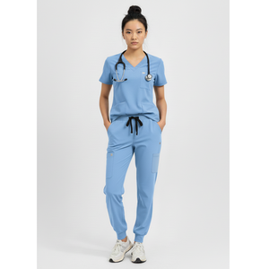 ชุดสครับทางการแพทย์ผ้าคอตตอนผสมกับกระเป๋าชุดเครื่องแบบโรงพยาบาลผ้าทอแบบทันสมัย - Product Image 1