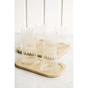 Tasses à thé en verre borosilicate transparent moderne de qualité supérieure, résistantes à la chaleur (lot de 6), compatibles lave-vaisselle - Product Image 1