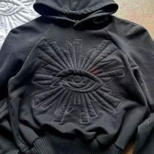 Hip Hop Oversized 3D Embossed Digital <b>Goth</b> Punk <b>Hoodie</b> Embroidered Women <b>Men</b> Streetwear Unisex Pullover Heavyweight Cotton Bold - Product Image 5