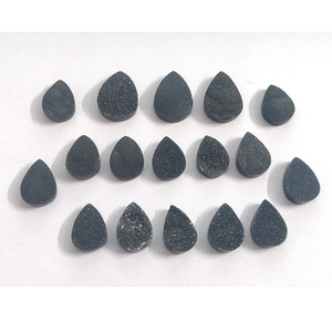 ที่มีคุณภาพสูง17ชิ้นสีดำดรูซี่ลูกแพร์ Cabochon 18x12mm-22x16mm 186.1 CTS สีฟ้าธรรมชาติอัญมณีสอบเทียบหลวมเรา $148" - Product Image 3