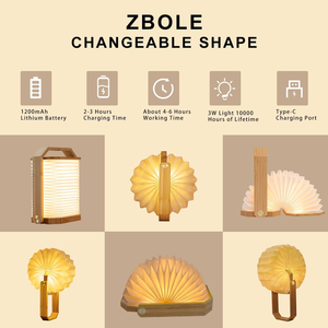 Di alta qualità in legno campeggio pieghevole di carta lampada portatile ricaricabile a <span class=keywords><strong>led</strong></span> fisarmonica luce idee per le imprese on-line