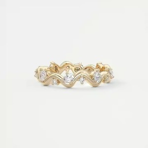 14K Yellow Gold Band <b>Ring</b> with Oval Cut Lab Grown Diamond Best Wedding Anniversary Bridal Set Gift for Her Fine <b>Rings</b> - Product Image 1