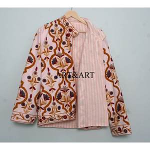 Indian Handmade Embroidered Suzani Quilted Cotton <b>Velvet</b> Fabric Long Sleeves Eco-Friendly Ethnic Customizable Design for Winter - Product Image 6