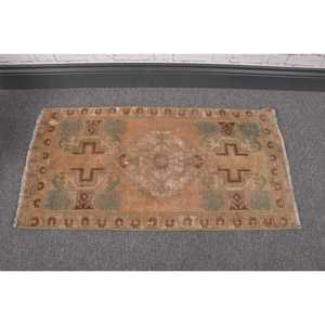 Vintage 1.4x2.8 ft Rug, Turkish Rug, <b>Brown</b> Camouflage Rug <b>Wool</b> - Product Image 2
