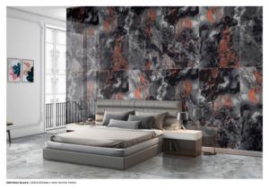 กระเบื้องพอร์ซเลนเคลือบเงาแบบอิตาลี ขนาด 600x1200 มม. ผิวมันเงา ดีไซน์พรีเมียม ลายดำนามธรรม - Product Image 3