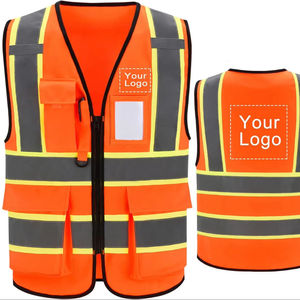 Gilets de sécurité personnalisés OEM vente en gros fermeture à glissière avant et support d'identification transparent à usage professionnel pour les gardes - Product Image 1