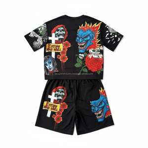 Ensemble jogging et t-shirt streetwear pour homme, 100% coton, tissu tricoté, écologique, imprimé par sublimation, motif à motifs, 220/240 GSM - Product Image 2