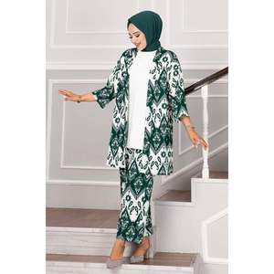 Conjunto Hijab estampado de 3 piezas para mujer Diseño verde - Product Image 2